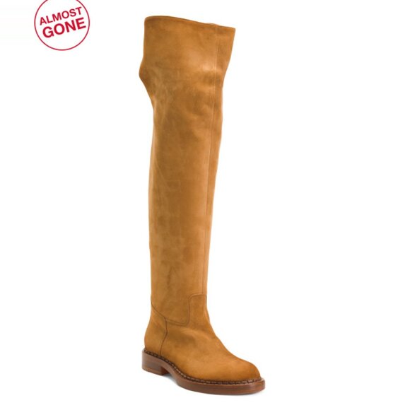 SANTONI Brown Made In Italy Suede Tall Shaft Over The Knee Boots - Picture 1 of 2